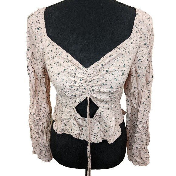 Kirious Los Angeles Top Cropped Ruched Cut Out Y2K Animal Print Smocked Medium - Picture 1 of 10